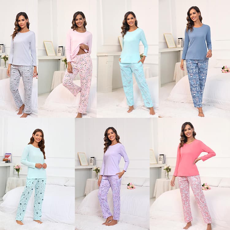 Export 2025 Autumn Winter New Style European American Amazon Fashion Casual Sleepwear Homewear Long Sleeve Long Pants Set Women