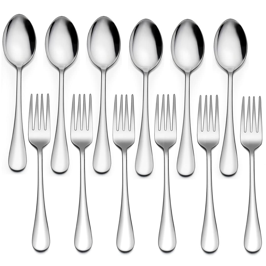 Cross-border Stainless Steel Spoon and Fork Set 12/16/24 Pieces Hotel Restaurant Tableware Spoon Fork Cutlery