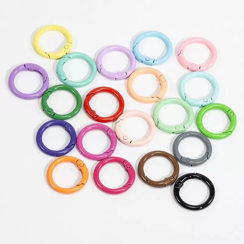 Baked Paint Colorful Split Ring Keychain Spray Paint Spring Buckle Trendy Spring Buckle Hanging Ring Round Buckle Decorative Accessories