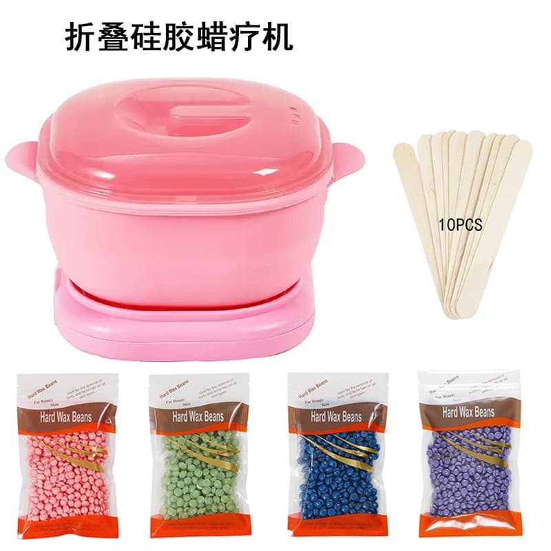 Cross-Border Hair Removal Wax, Soy Wax Therapy Machine, Heating Furnace, Hot Wax Machine, Beeswax Folding Silicone Non-Stick Pot Wax Melting Machine Set