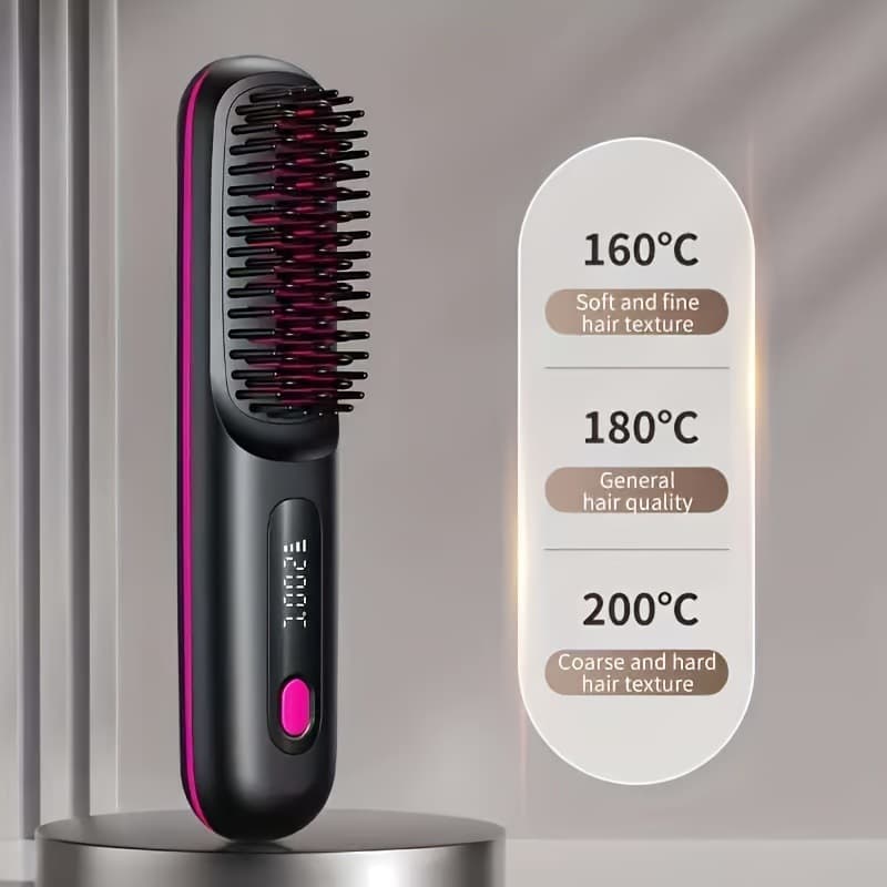 2026 New Cross-border Drop Shipping Portable Wireless Hair Straightening Brush USB Charging 3-Minute Straightening