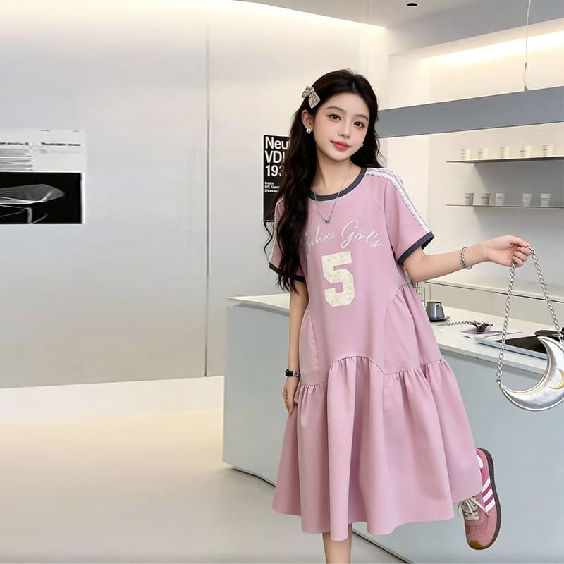 Girls Summer Dress 2026 New Style Children Fashionable Short Sleeve Dress Little Girl Casual Sportswear