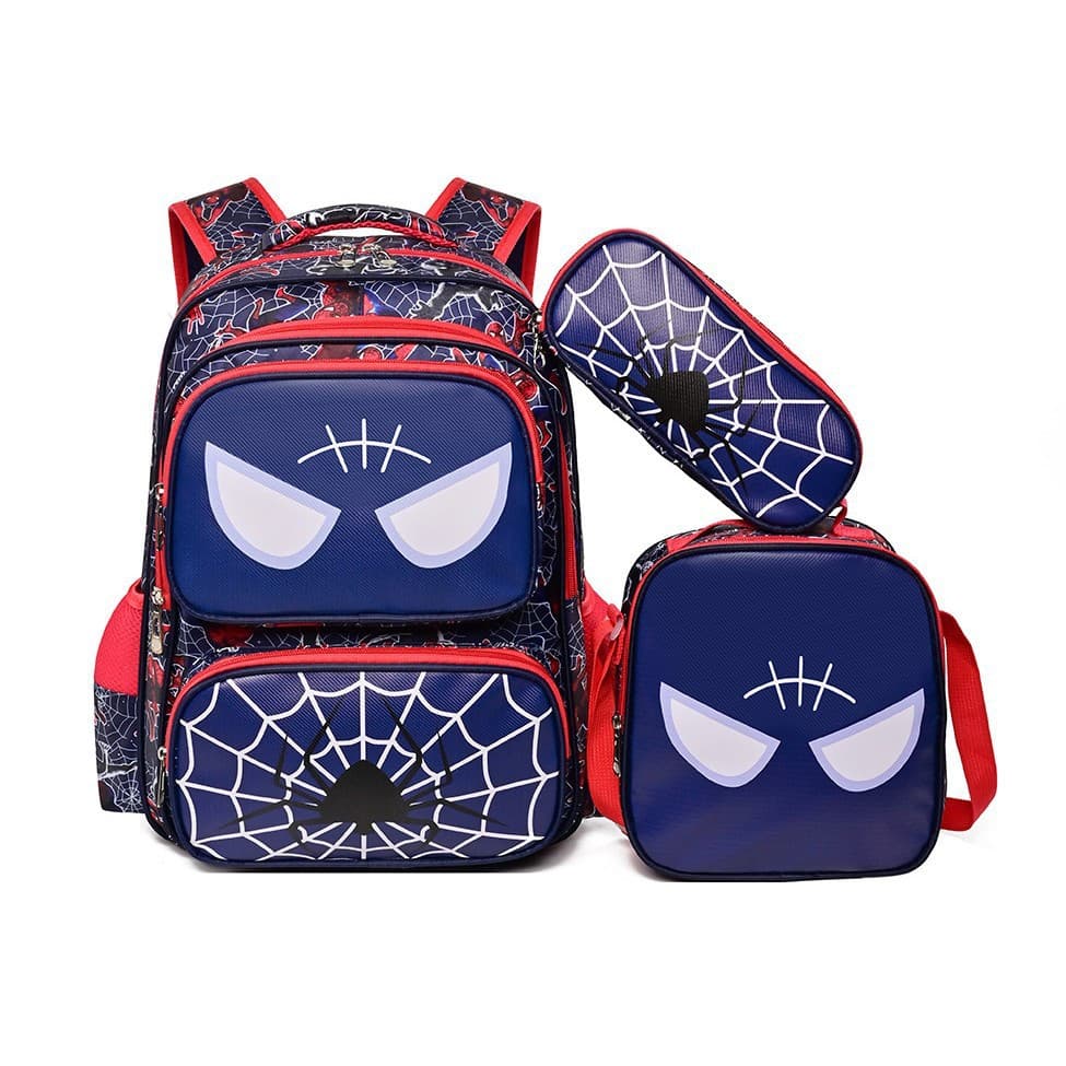 16-inch three-piece primary school bag cross-border supply children's backpack spider lunch bag thermal insulation and waterproof