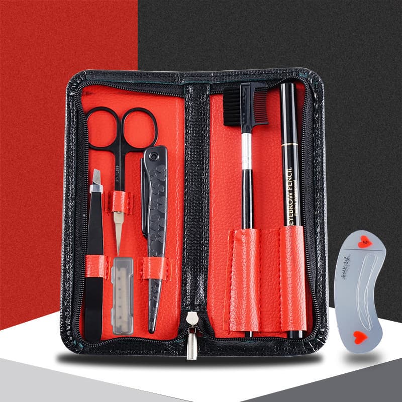 Eyebrow Razor 7-Piece Set for Beginners, Includes Eyebrow Razor, Tweezers, Scissors, Eyebrow Pencil, Dual-Ended Eyebrow Razor Set
