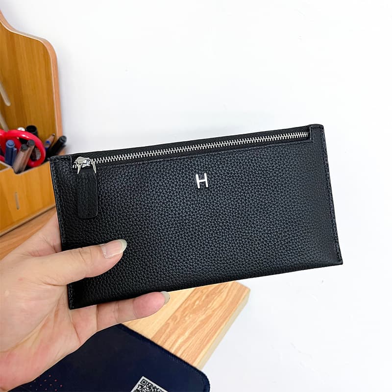 Top Grain Leather Long Wallet for Women 2025 New Ultra-Thin Handheld Phone Bag Card Holder Genuine Leather Minimalist Zipper Purse