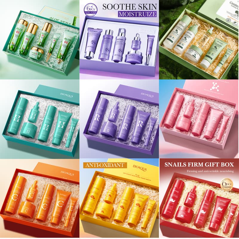BIOAOUA Aloe Vera Retinol Anti-Wrinkle Firming High-Moisturizing Skincare Gift Box Set Full English Skincare Products