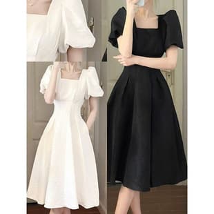 2025 Summer New French First Love White Long Dress for Women, Waist-Tightening, Slimming, Fresh and Elegant Short-Sleeve Dress
