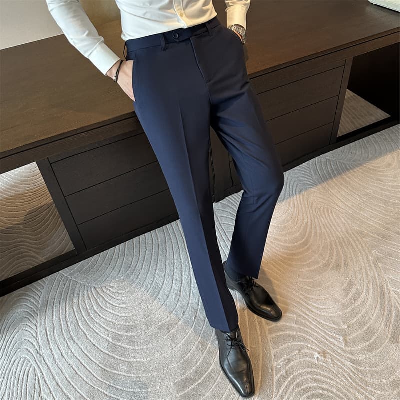 Anti-Wrinkle Dark Gray Draping Suit Pants Men's Slim Fit Skinny Pants Business Work Spring and Autumn New Casual Long Pants Men's Pants