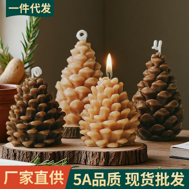 Christmas Decoration Ornament Candle Cross-border Creative Party Favor Gift Christmas Pine Cone Scented Candle Custom