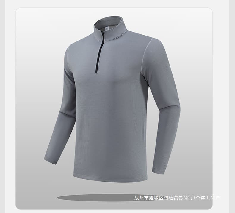 Cross-border Trade Amazon European Size Autumn Men's YKK Half-Zip Sweatshirt, Outdoor Integrated Fleece Sport Long Sleeve T-shirt