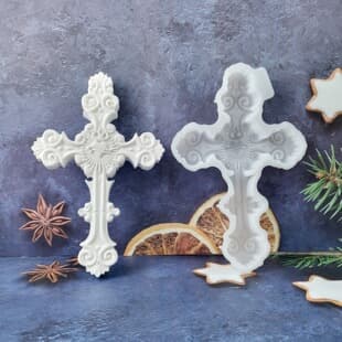 X1610 Heart Flame Cross Decorative Cement Plaster Mold DIY Silicone Mold