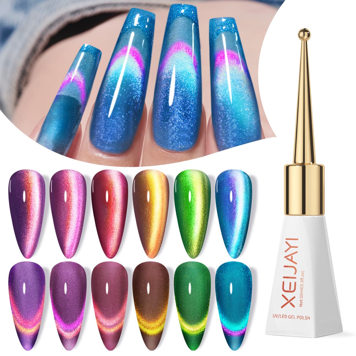Double-light fireworks scepter bottle cat's eye nail polish gentle, versatile and long-lasting internet celebrity popular phototherapy gel factory wholesale