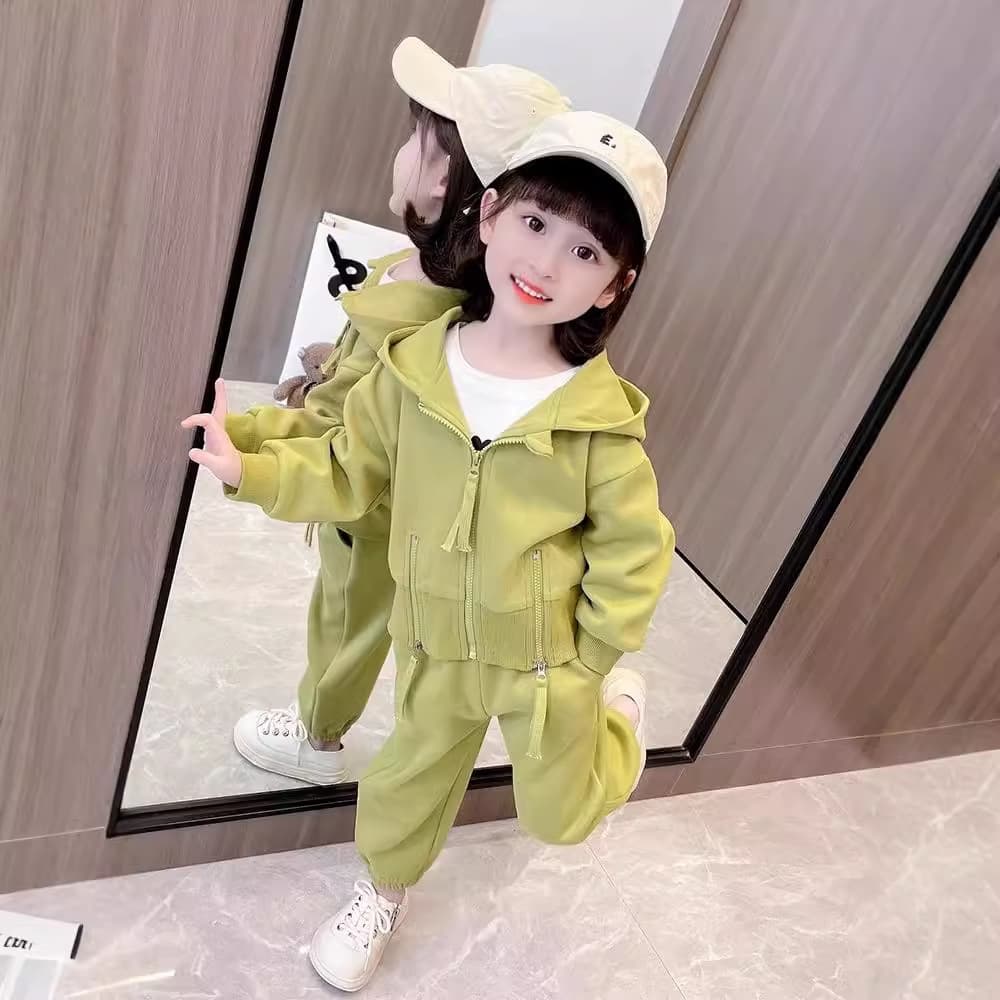 2024 New Girls Spring and Autumn Suit Western Style Sports Suit Little Girl Baby Fashionable Long Sleeve Zipper Two-piece Set