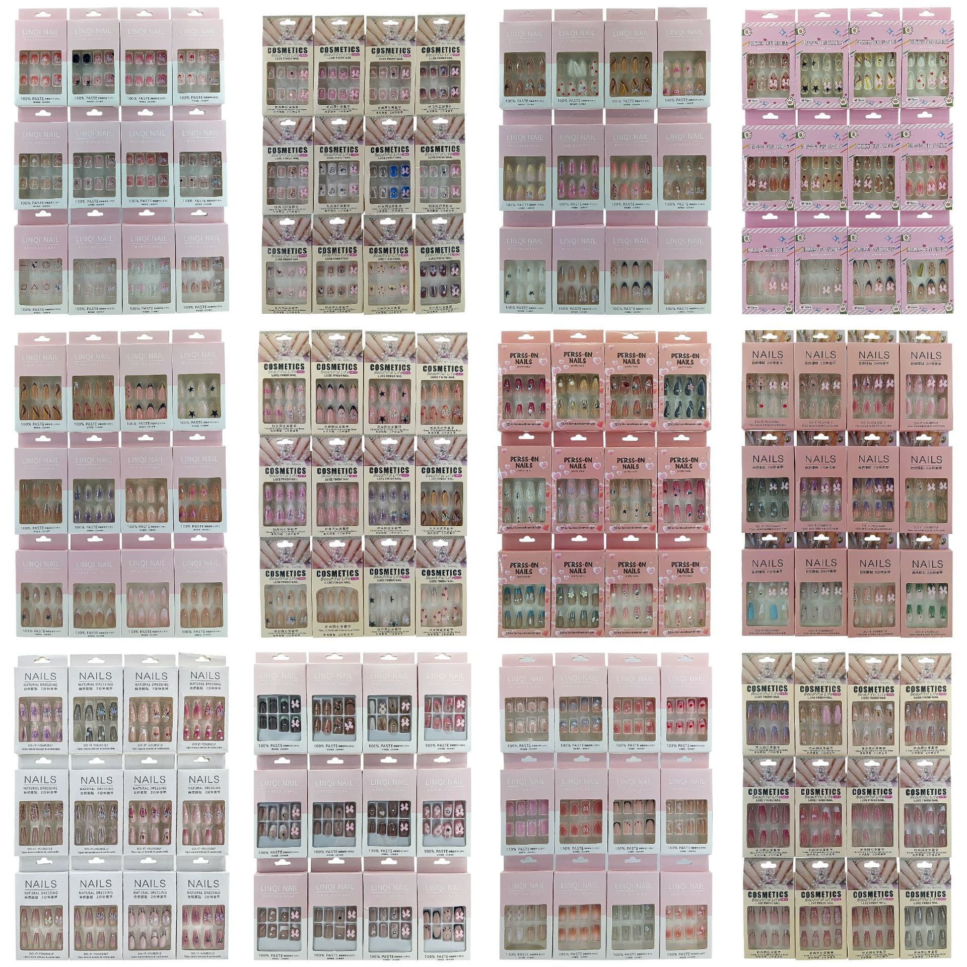 Factory New Nail Patches Wearable Nails Foreign Trade Hot-Selling Mixed Pack Press-On Fake Nail Patches Wholesale for 2 Yuan Stores