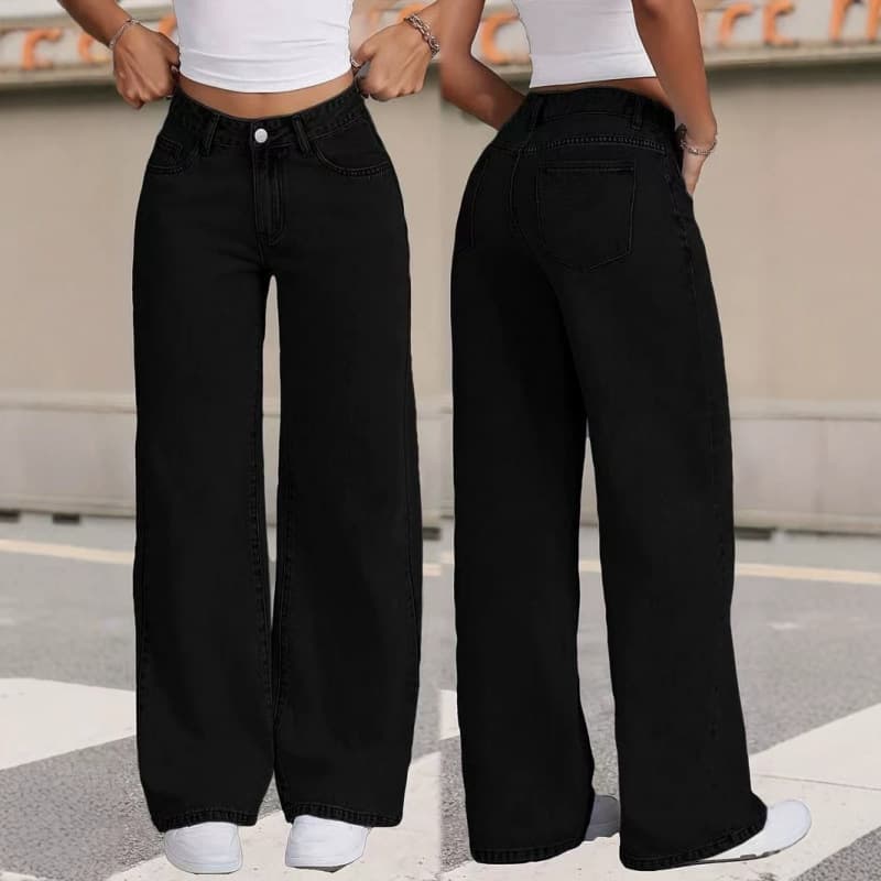 Cross-border foreign trade European and American high-waisted straight-leg loose jeans for women, fashionable and versatile casual wide-leg floor-length pants