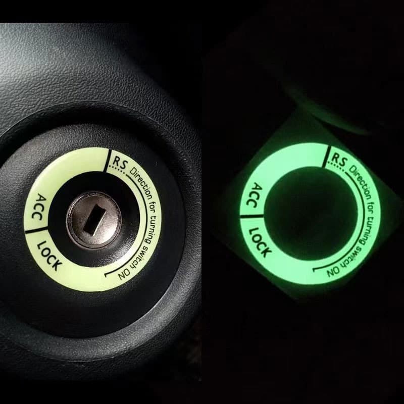 Car Ignition Key Ring Sticker 3D Glow in the Dark Motorcycle One-Button Start Key Luminous Fluorescent Ring Modification Sticker