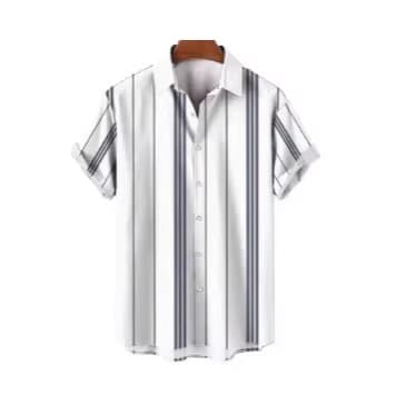 Vintage Striped Men's Shirt Summer Casual Short Sleeve Top Classic Loose Men's Short Sleeve Shirt