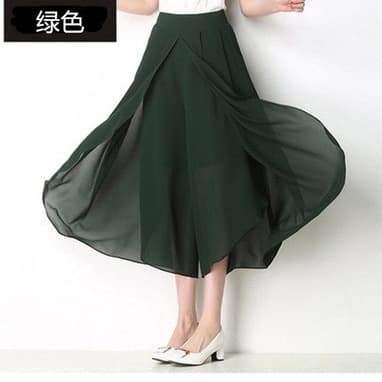 Cross-border Loose Wide Leg Pants Women Slimming Ankle Pants Chiffon Skirt Pants High Waist Casual Thin Plus Size Fat MM Pants