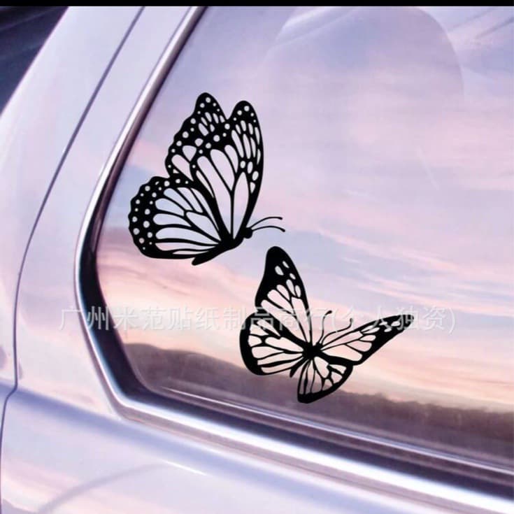 Butterfly Car Decal Black and White Sketch Style Window Glass Vinyl Decorative Sticker Wall Living Room Creative Butterfly Sticker