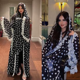 MQ291 Modest Fashion Polka Dot Fabric with Lace Trim and Large Sleeves 2026 New Arrival, Best Seller for Cross-Border US/EU Markets