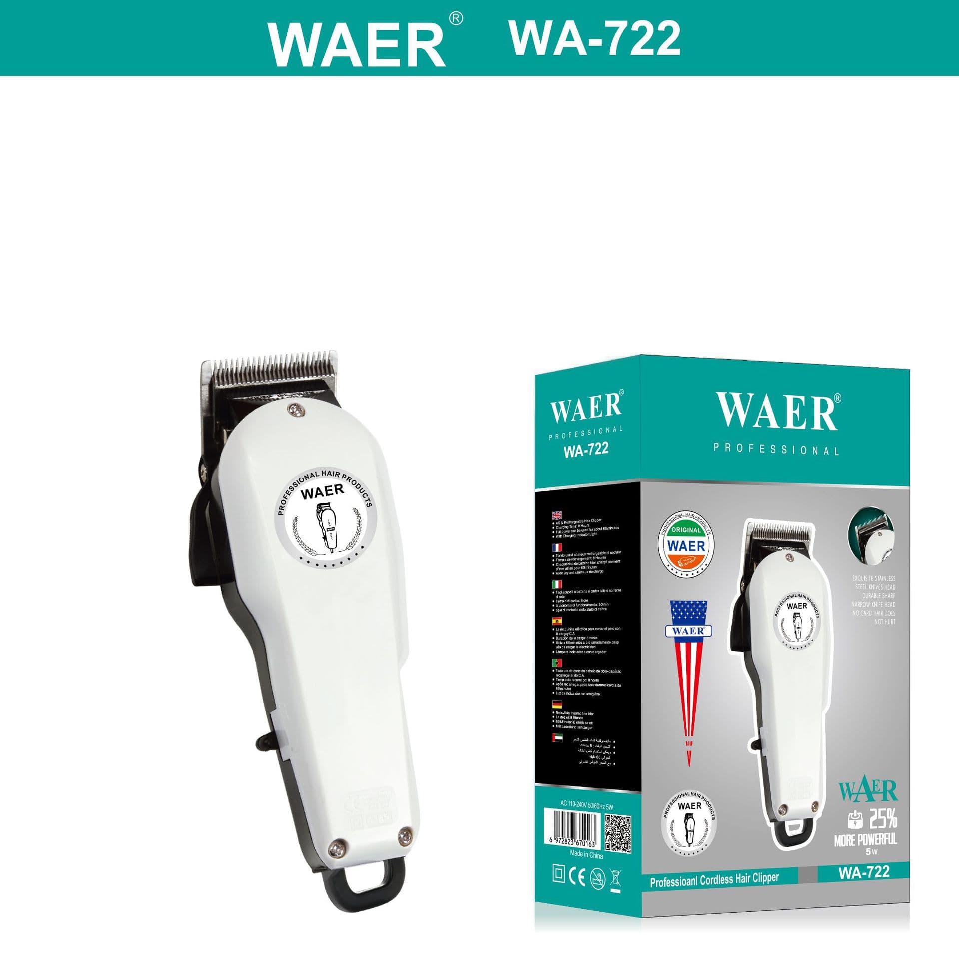 Cross-border rechargeable WAER electric hair clipper hair salon oil hair clipper household bald hair clipper manufacturer wholesale