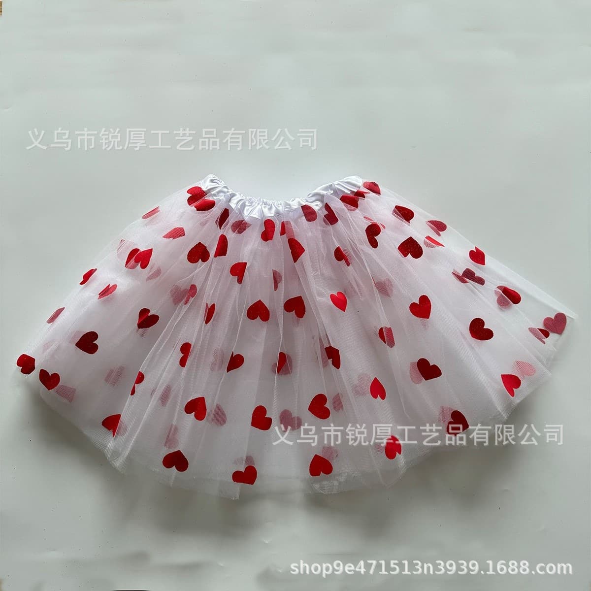 Adult Valentine's Day Tutu Skirt Three-Layer Six-Piece Half Mesh Skirt Valentine's Day Heart Mesh Skirt Tutu Skirt