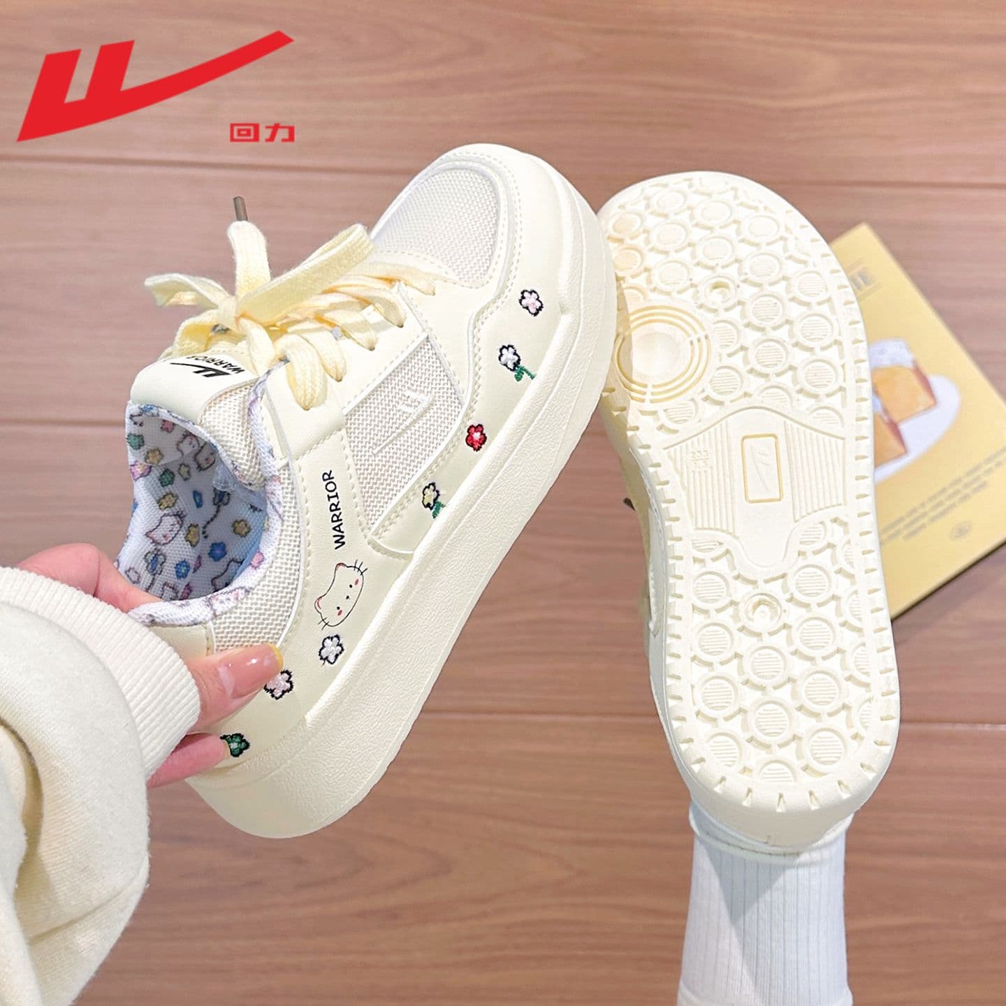 Warrior Women's Shoes Summer Thin Mesh Breathable White Sneakers 2026 Spring Summer New Casual Shoes Women's Board Shoes Y