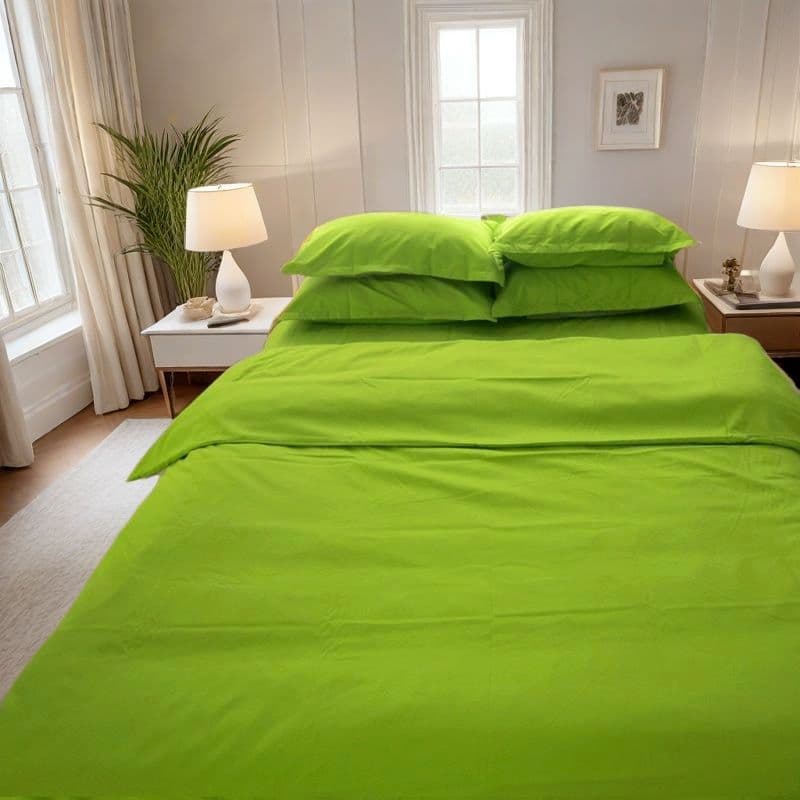 Nantong Solid Color Four-Piece Set Factory Wholesale Green Bed Sheet, Duvet Cover, Fitted Sheet, Student Three-Piece Bedding Set