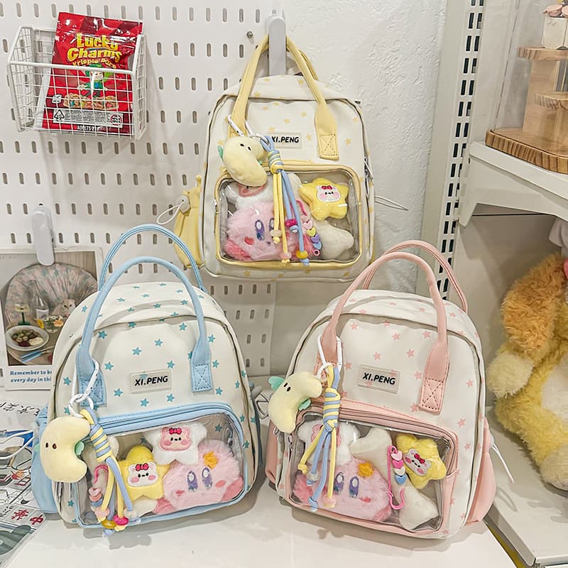 Transparent Pain Layer Dual-Purpose Backpack for Girls Travel, Lightweight Primary School Student Small Shoulder Bag, Cute Baby Bag, Small Pain Bag