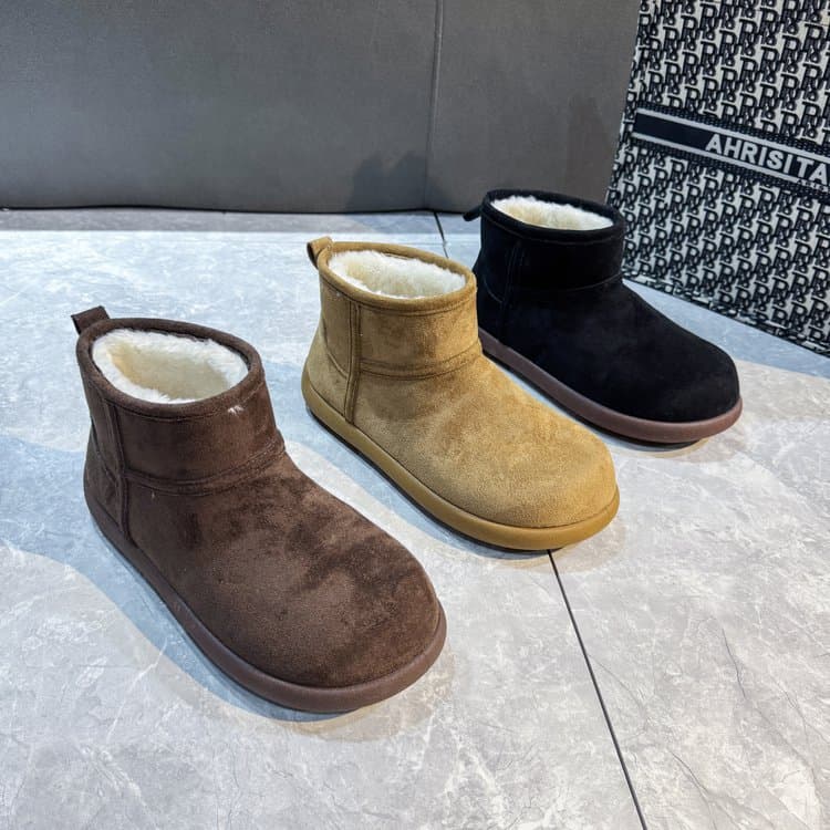 Export Large Size Women's Snow Boots 2025 Autumn Winter New Arrival Suede Flat Short Snow Boots