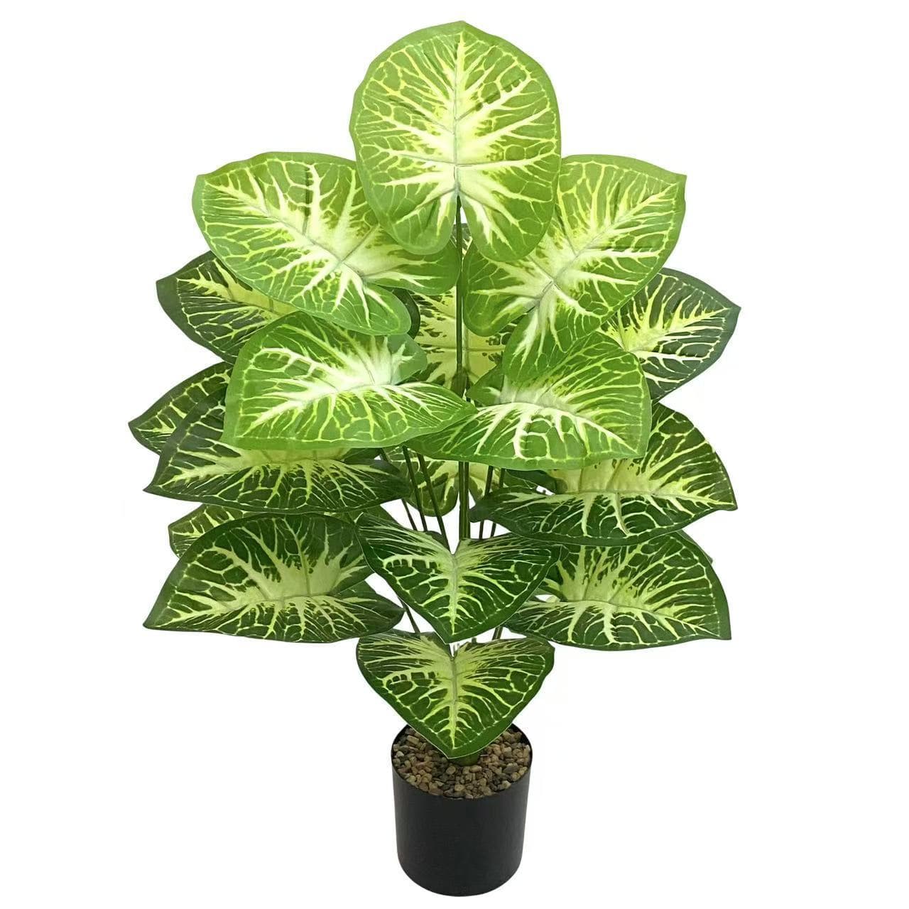 Artificial Green Plant Dripping Guanyin Caladium 18-Head Bundle Floor-Standing Decorative Fake Tree for Home Window Decoration