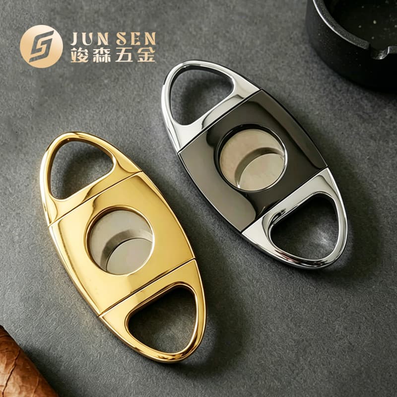 Portable Metal Cigar Cutter Triangular Handle Cigar Cutting Knife Zinc Alloy Smoking Accessory Sharp Double-Blade Cigar Scissors