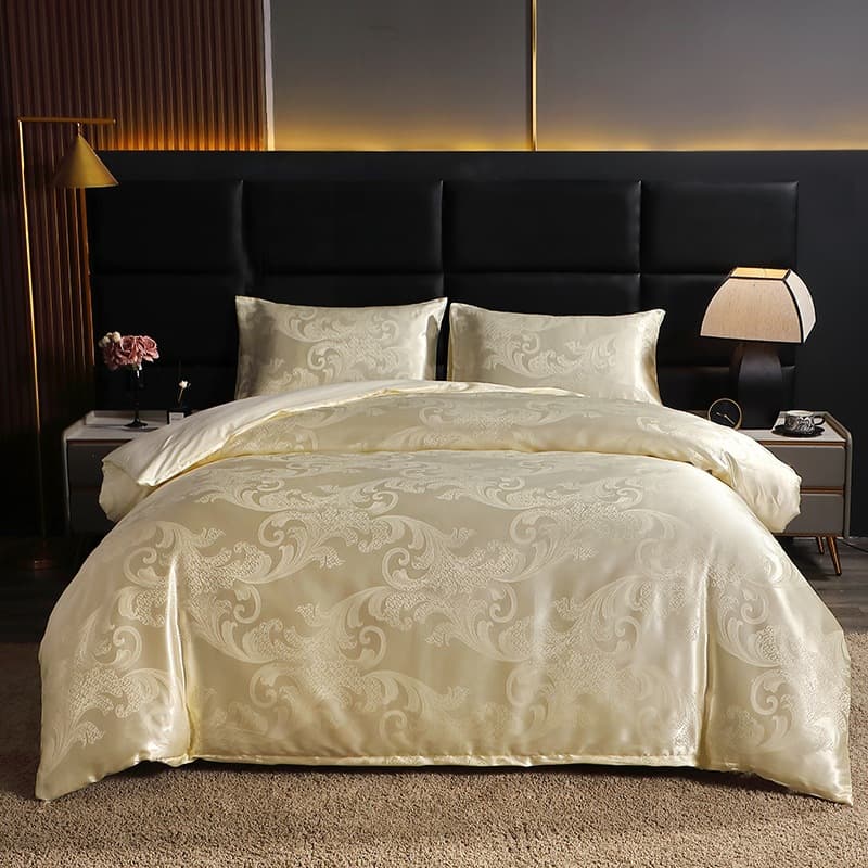 Cross-border foreign trade specializes in popular jacquard satin bedsheets, pillowcases, pillow covers, four-piece set, light luxury Nordic style bed set