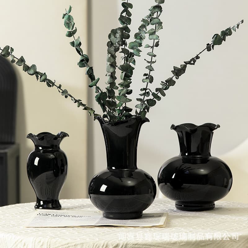 Light luxury and high-end small vase living room glass flower arrangement model room hotel B&B decoration glass vase ornaments