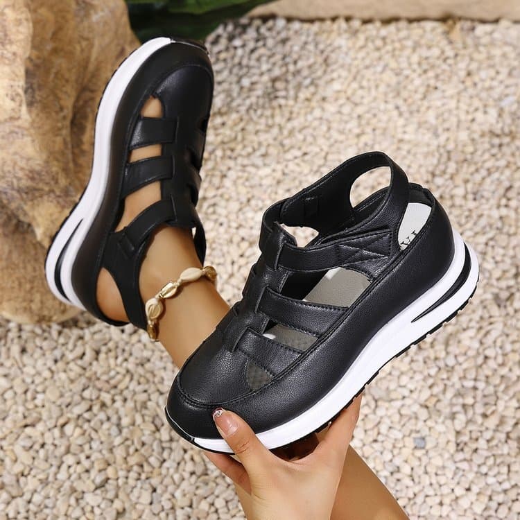 European and American Cross-Border Women's Closed-Toe Sandals Breathable 2025 Thick Sole Summer Platform New Style Velcro Wholesale Large Size
