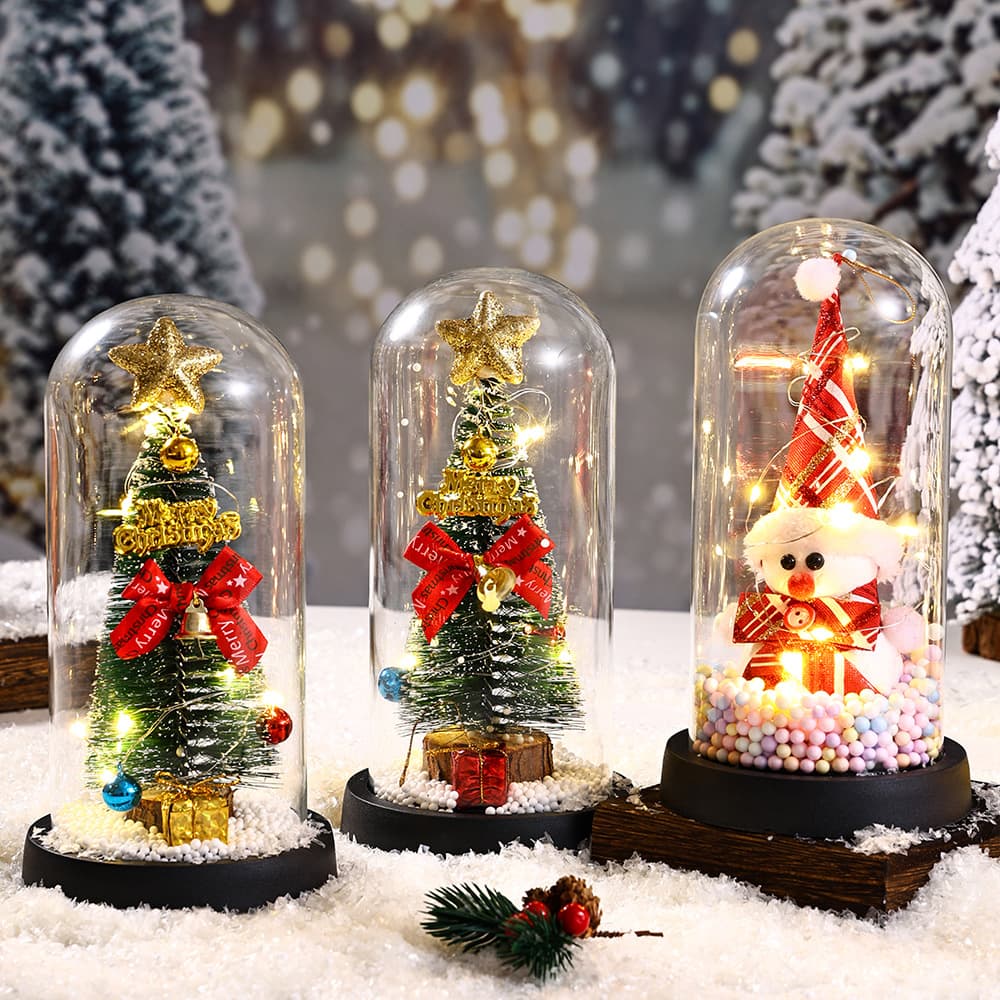 Christmas gift snowman glass cover gift box birthday gift for girls and girlfriends high-end Christmas tree ornaments