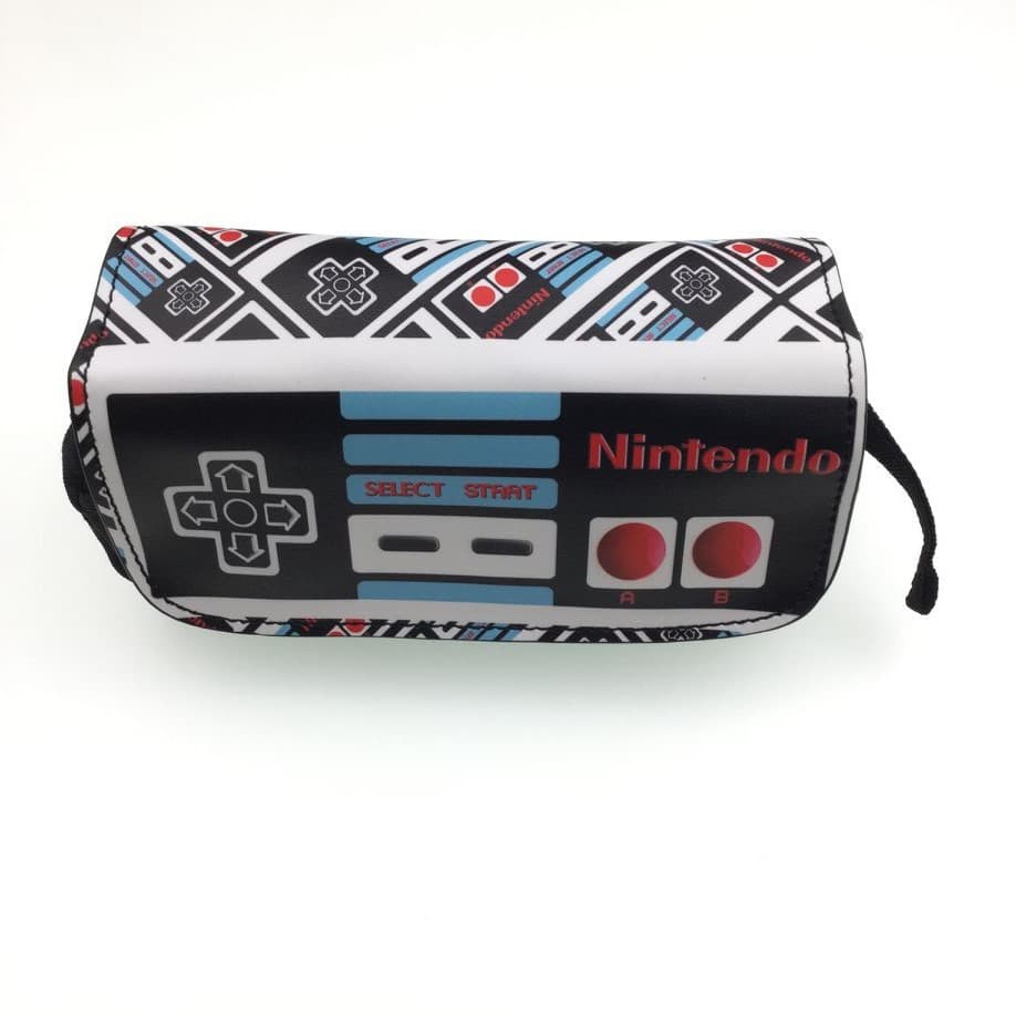 Nintendo game console handle pattern double-layer PU large-capacity pencil bag student men's and women's pen box stationery box bag