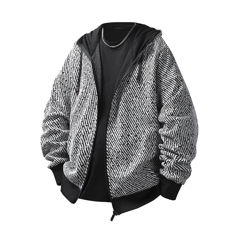 PHPH Cross-border Casual Loose Striped Sport Hooded Jacket Men's Autumn TikTok Jacket Hoodie with Hood