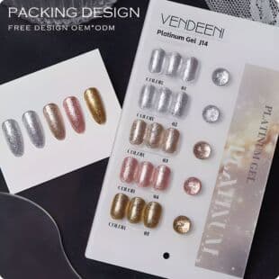 VENDEENI Platinum Gel Polish 5-Color Set Nail Polish Gel Flash Trendy Color 15ML Pack Nail Salon