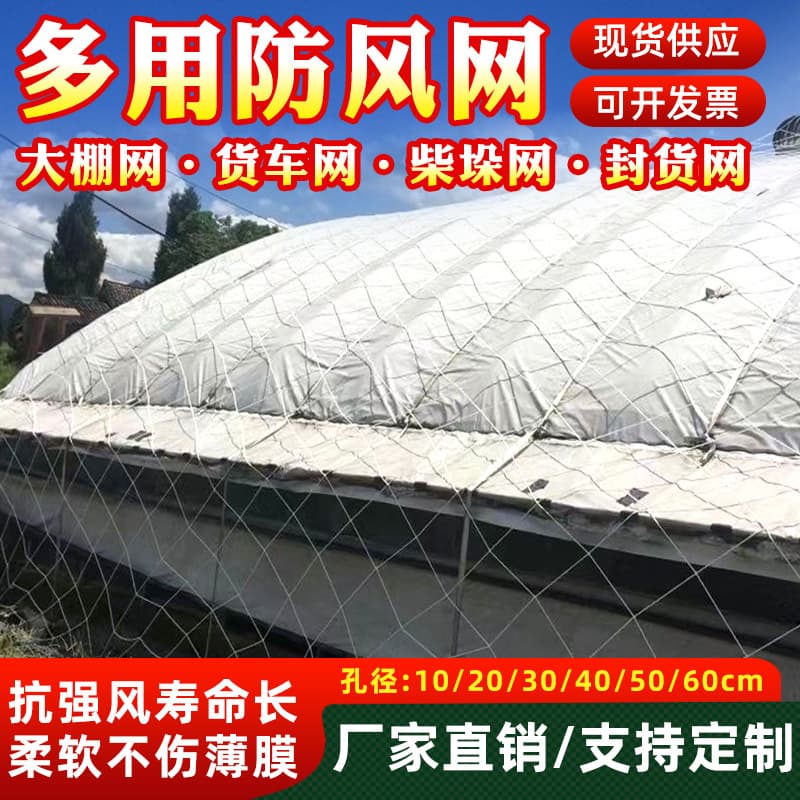 Greenhouse vegetable shed film pressing netting, large-hole mesh netting, cargo protection netting, stacking nylon rope netting, greenhouse-specific