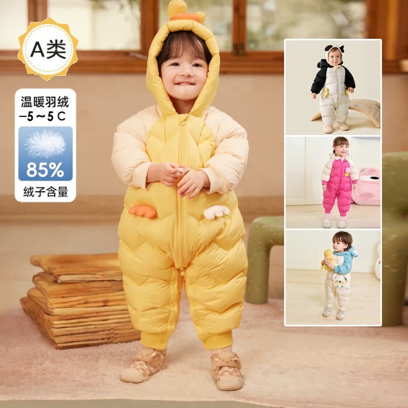 Wholesale Children's Clothing 2025 Infant Autumn/Winter Down Jumpsuit, Thickened Outerwear for Boys and Girls
