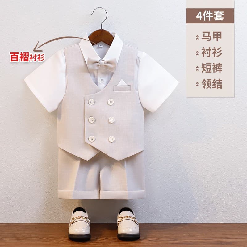 Children's Suit Vest Set for Boys Piano Performance Host Costume Flower Boy Wedding Suit Baby Toddler Blazer