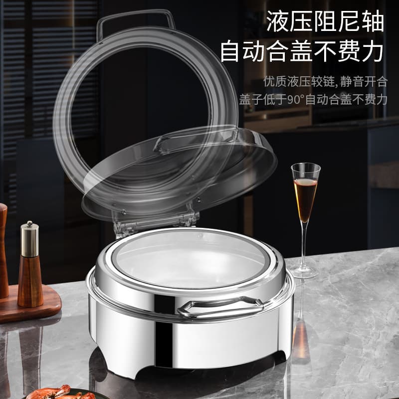 Stainless Steel Buffet Chafing Dish, Rectangular Warming Tray with Flip Lid, Electric Heating for Hotel Restaurant