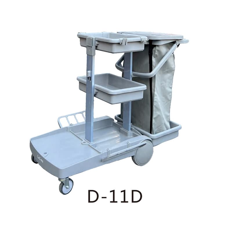 Chaobao Multi-Purpose Covered Cleaning Cart D-11D, Plastic Silent Cleaning Service Cart for Hotels, Hospitals, Airports