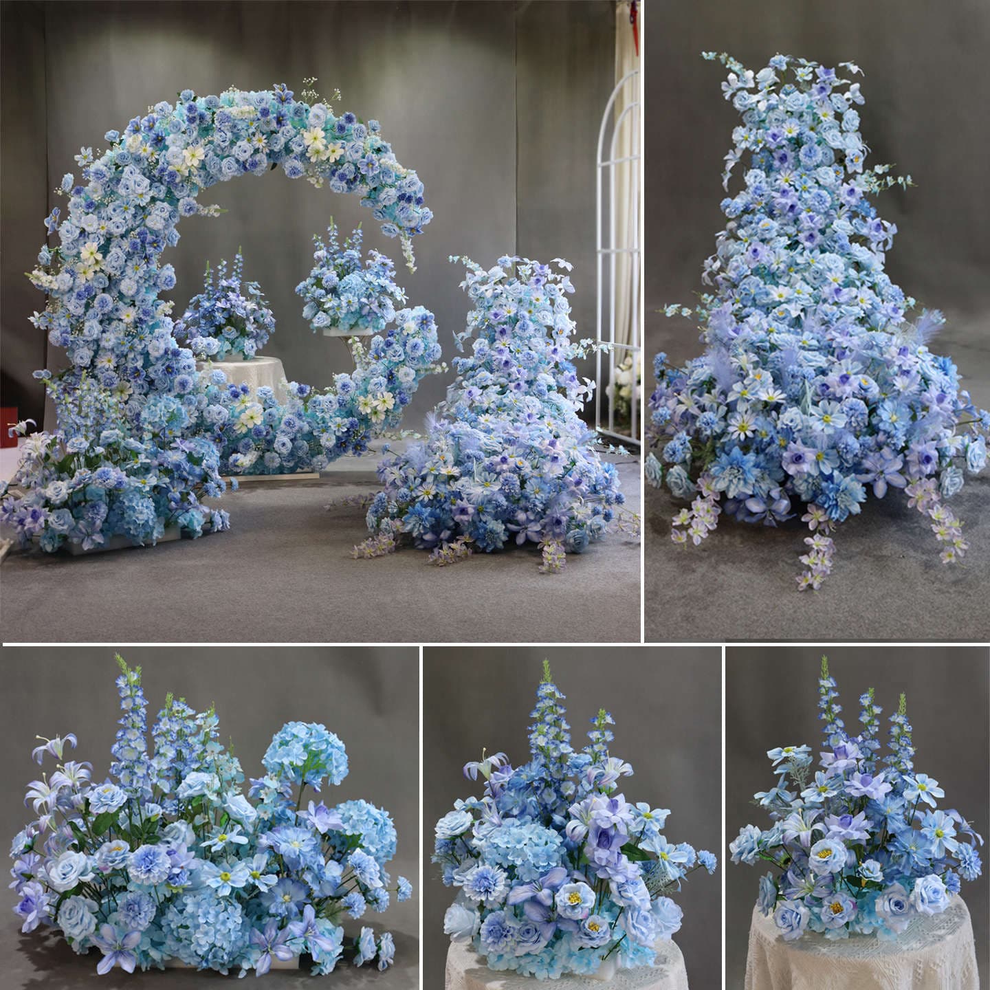 Premium Artificial Waterfall Moon Flower Arch for Wedding Banquet Hall Party One-Stop Landscape Decoration Set