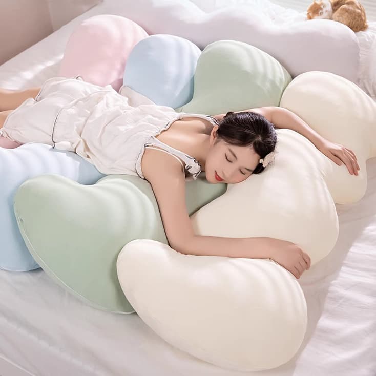 Ice Silk Long Body Pillow for Women, Cloud-Shaped Side Sleeping Leg Pillow, Sofa Cushion for Summer