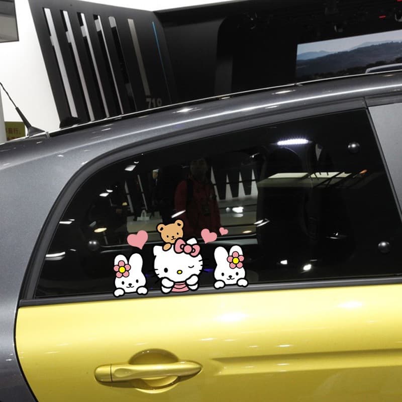 Creative Personalized Car KT Cat Peeking Window Decal Cute Cartoon Body Sticker Scratch Cover