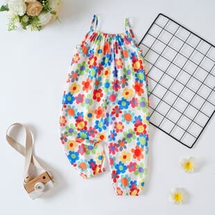 Export Infant Sleeveless Suspender Romper Baby Girl Floral Bodysuit Cute Baby Romper Crawling Suit