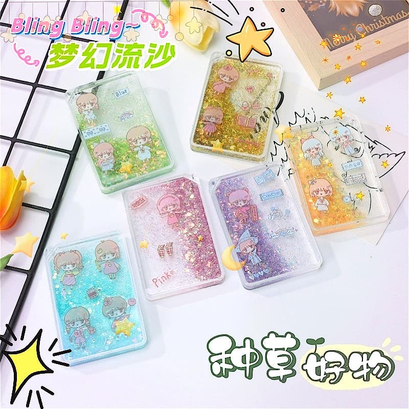 Sand-Flow Grg Card Brick Transparent Acrylic Glitter Sand-Flow Grg Card Disc Cute Grg Card Stickers DIY Creative Gift In Stock