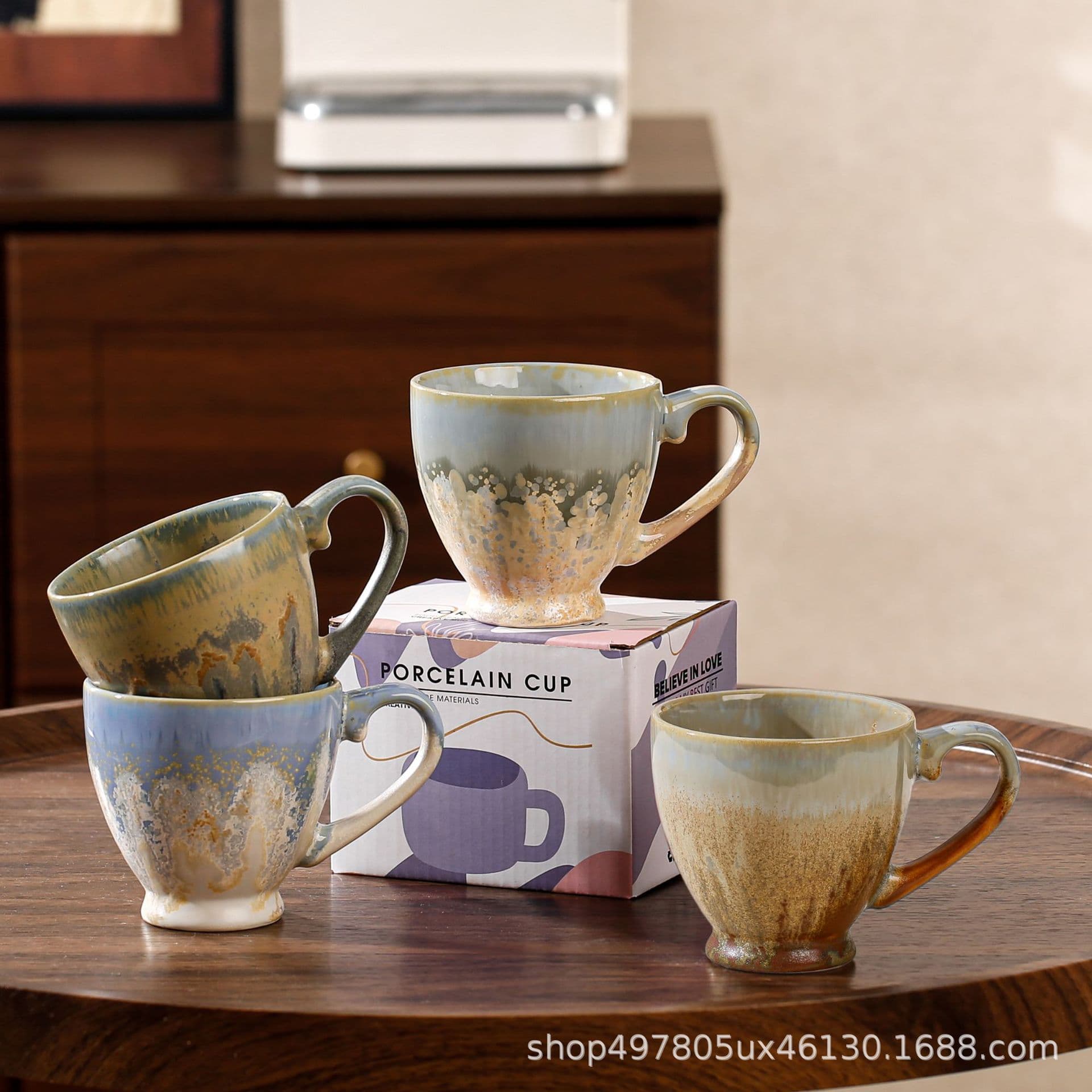 Kiln glaze ceramic cup household high-value mug gradient color tea cup afternoon tea cup coffee couple cup